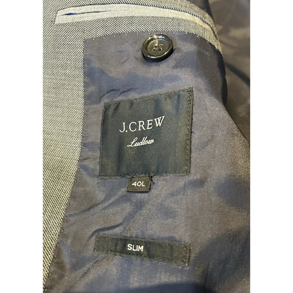 J Crew Sport Coat‎ Mens 40 L Slim Ludlow Gray 4 Season Wool Blazer Jacket